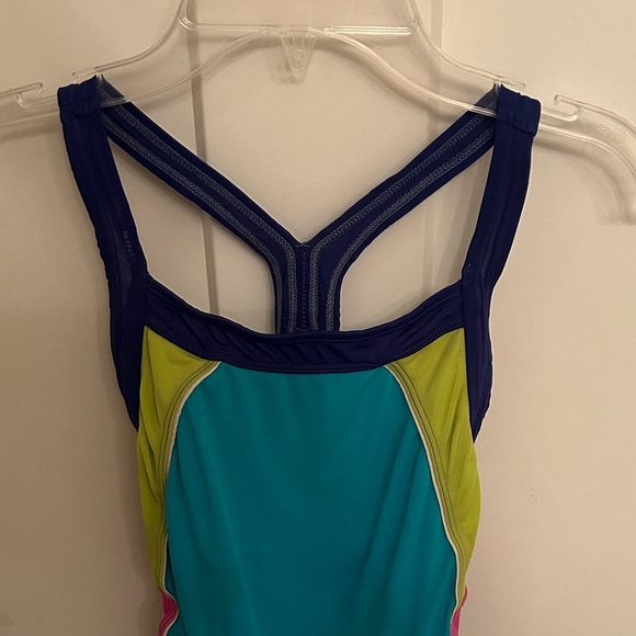 Speedo Kids One Piece Swimsuit - Teal, Lime, Purple, size 10 girls - Picture 2 of 5